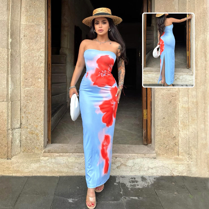 Slim Slit Tube Long Dress | Beach Dresses