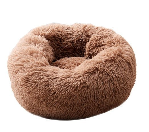 Round Plush Pet Bed for Small Dogs & Cats