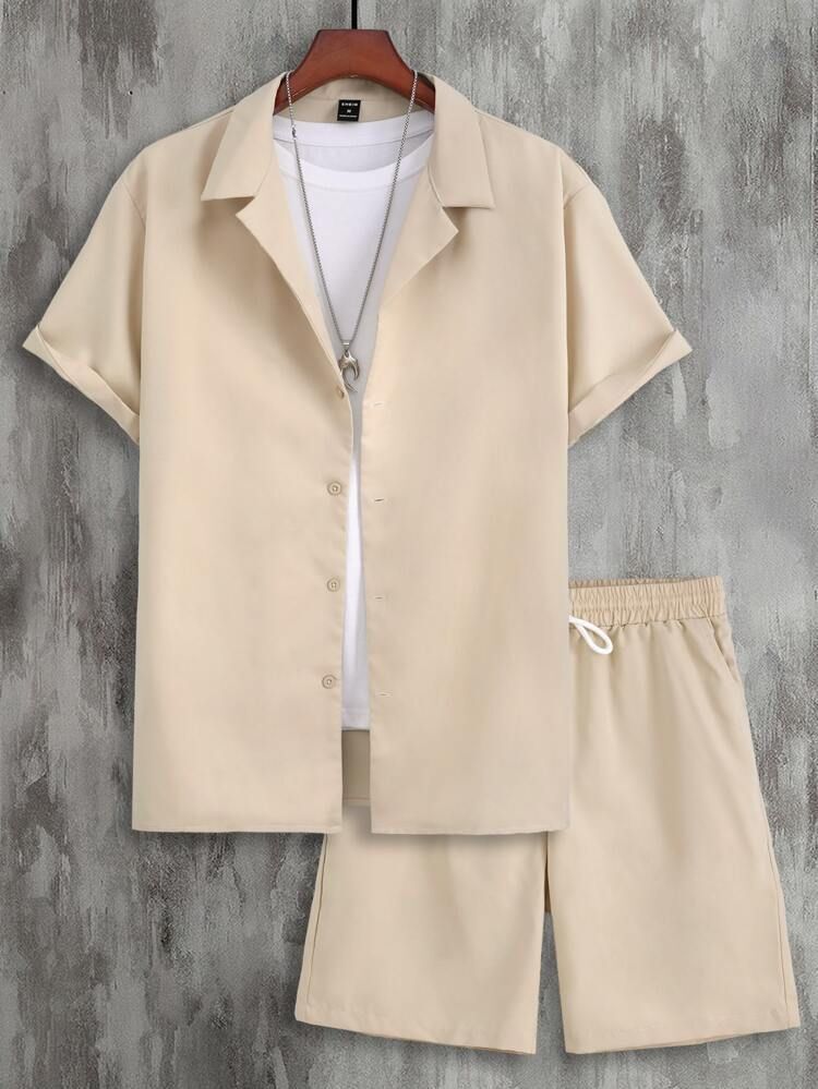 Short Sleeve Cuban Collar Men's Sport Suit