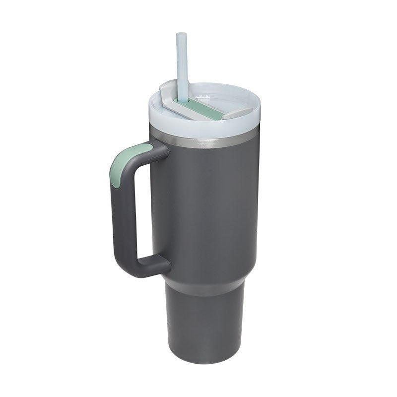 40oz Stainless Steel Tumbler with Handle & Straw