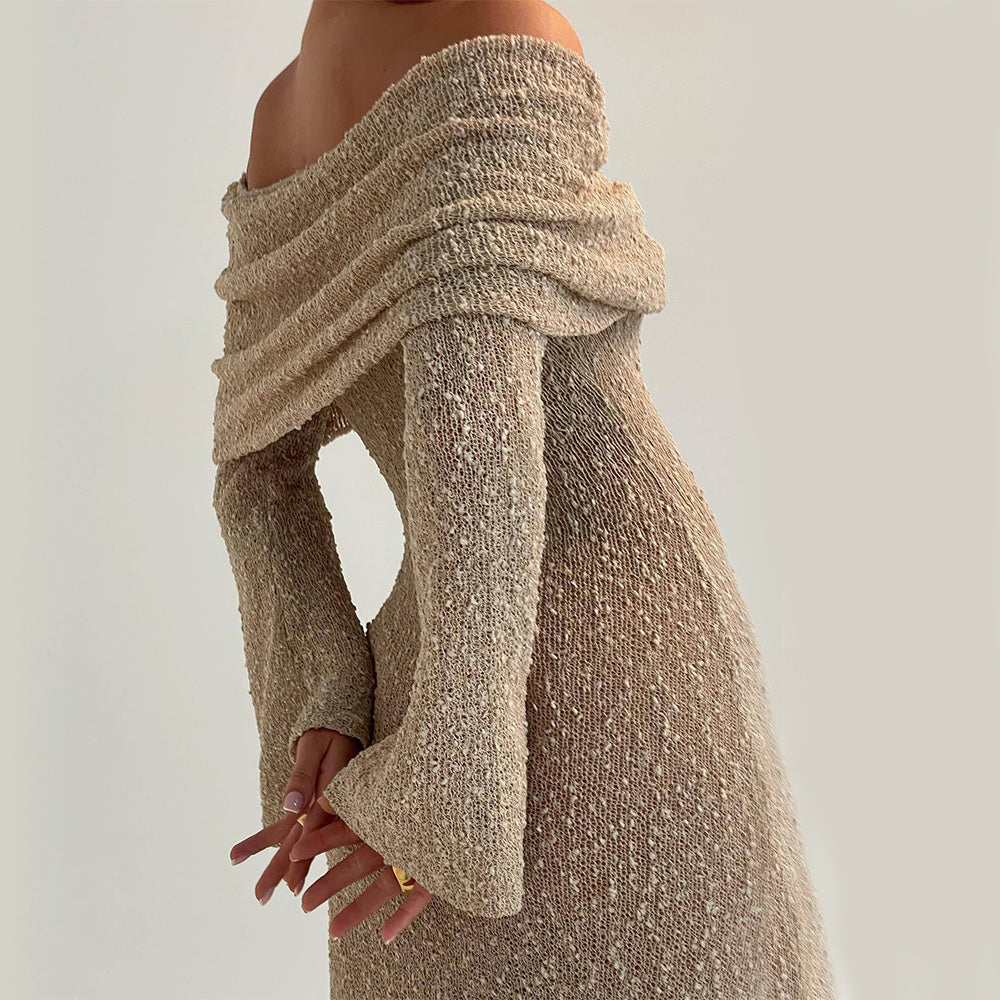 Sunset Siren One-Shoulder Knit Maxi Dress – Effortless Glam for Beach Days & Beyond