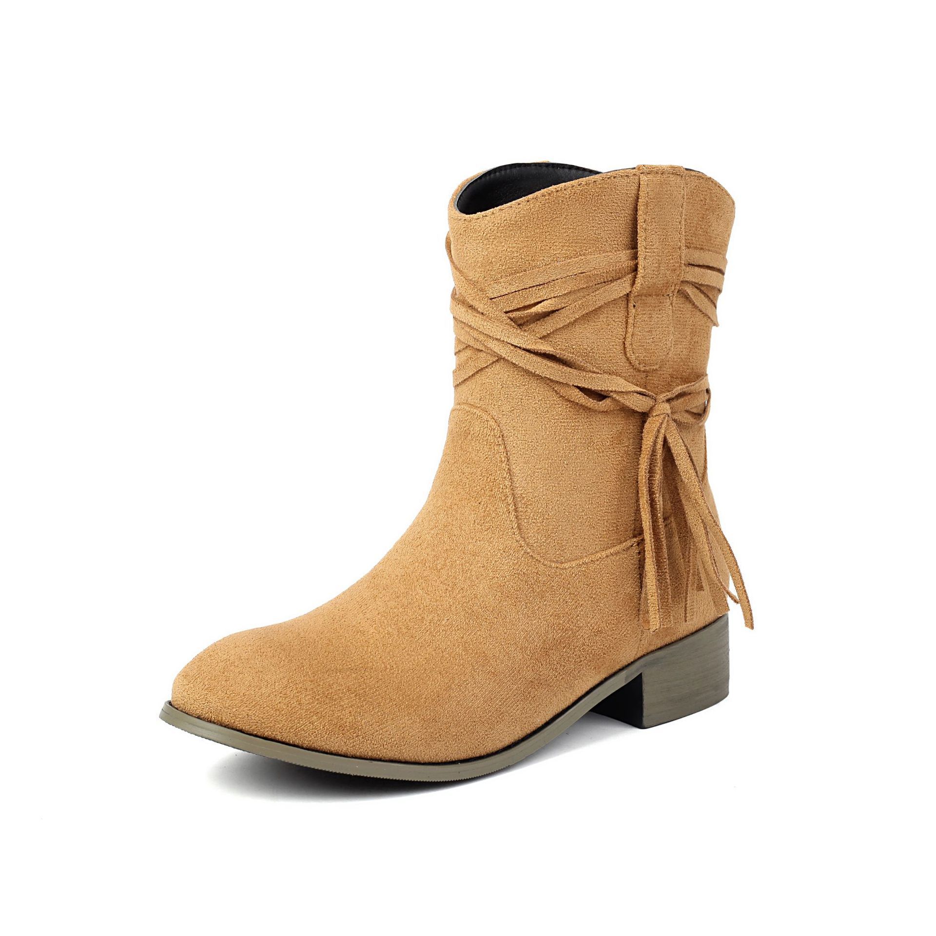 Short Boots Round Toe Foreign Trade Suede Tassel