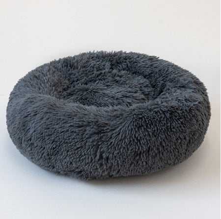 Round Plush Pet Bed for Small Dogs & Cats