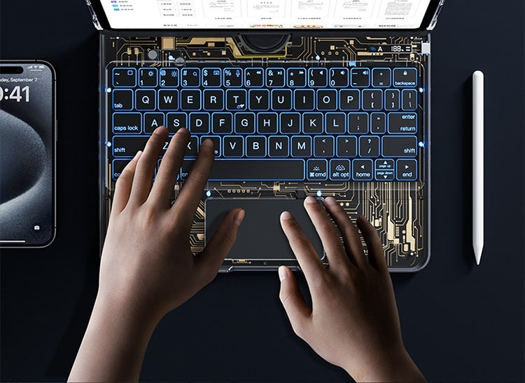 360° Swivel Keyboard Case with Cyberpunk Flair