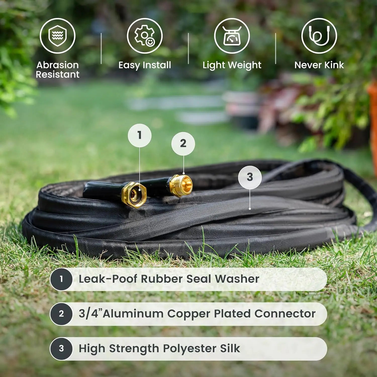 Giraffe Tools Garden Hose Lightweight Lay Flat Water Pipe Kink Free Flexible Hose