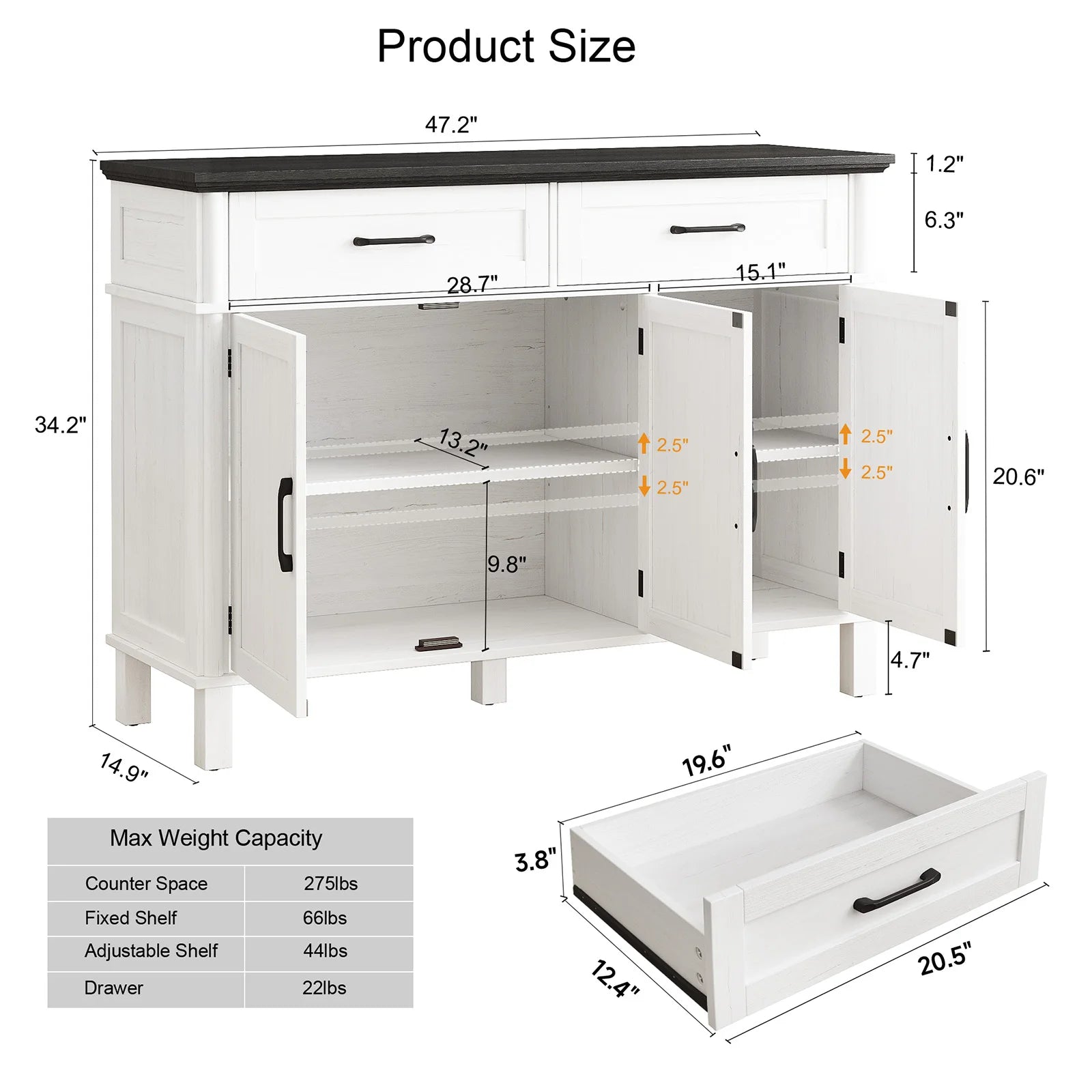 Farmhouse Storage Buffet Cabinet