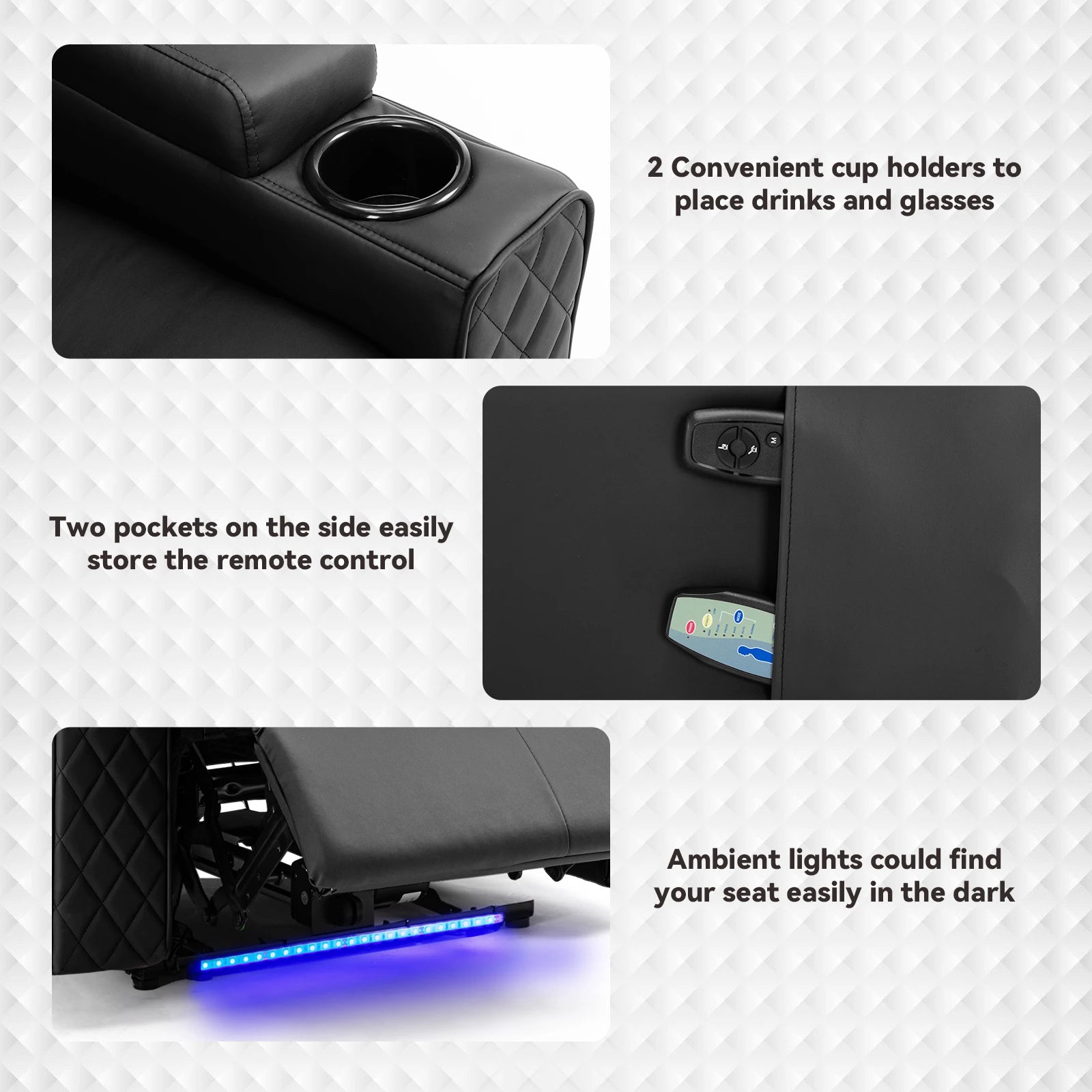 Comhoma Power Recliner Chair Pu Leather Electric Massage Recliner Sofa