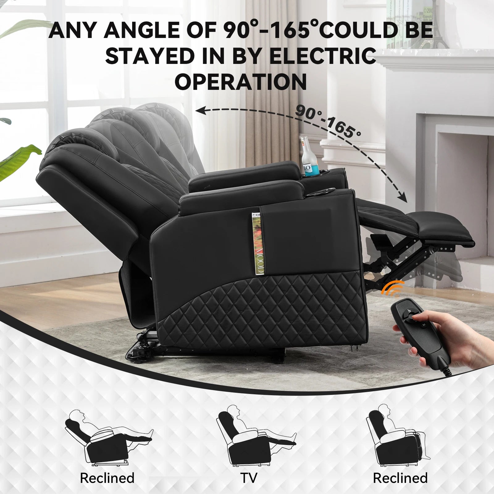 Comhoma Power Recliner Chair Pu Leather Electric Massage Recliner Sofa