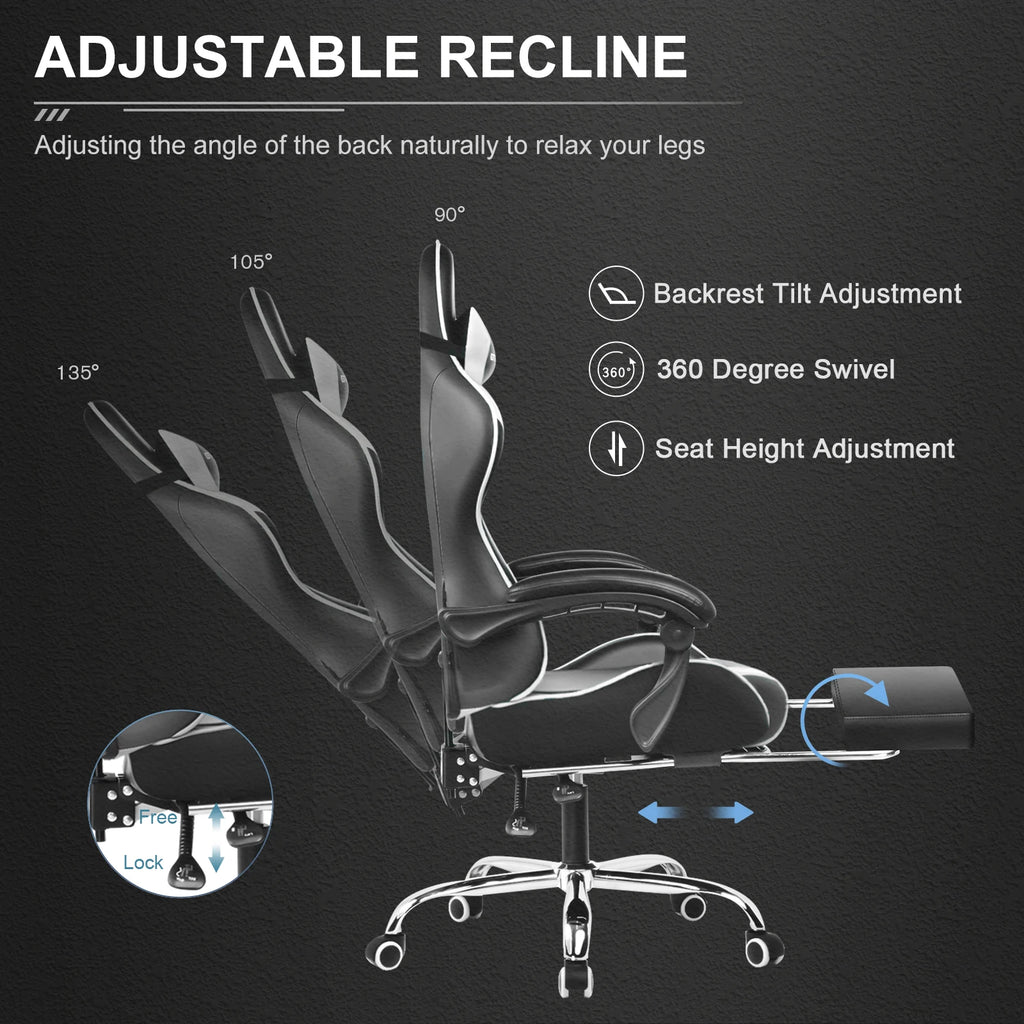 GTPLAYER Gaming Chair with Footrest