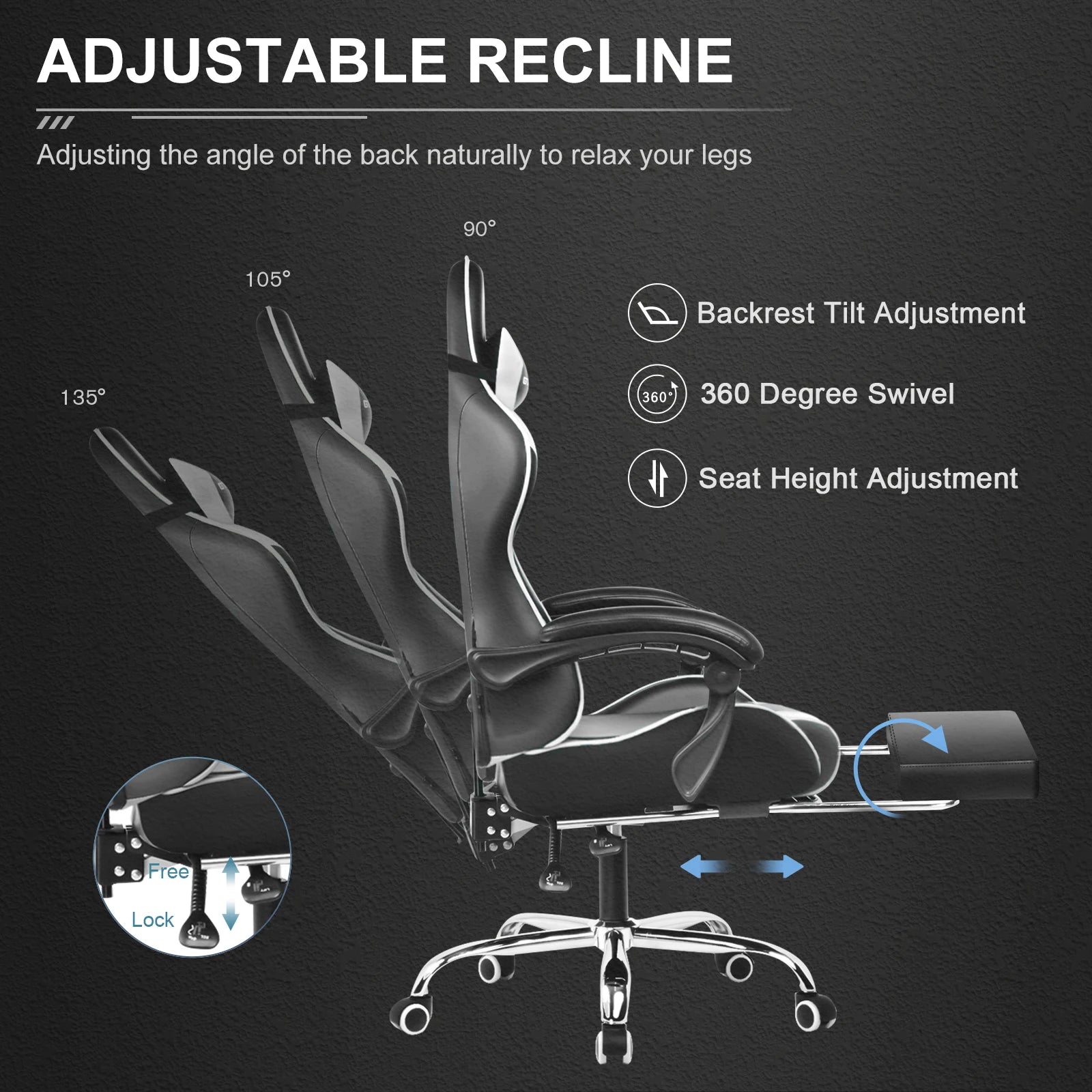 GTPLAYER Gaming Chair with Footrest