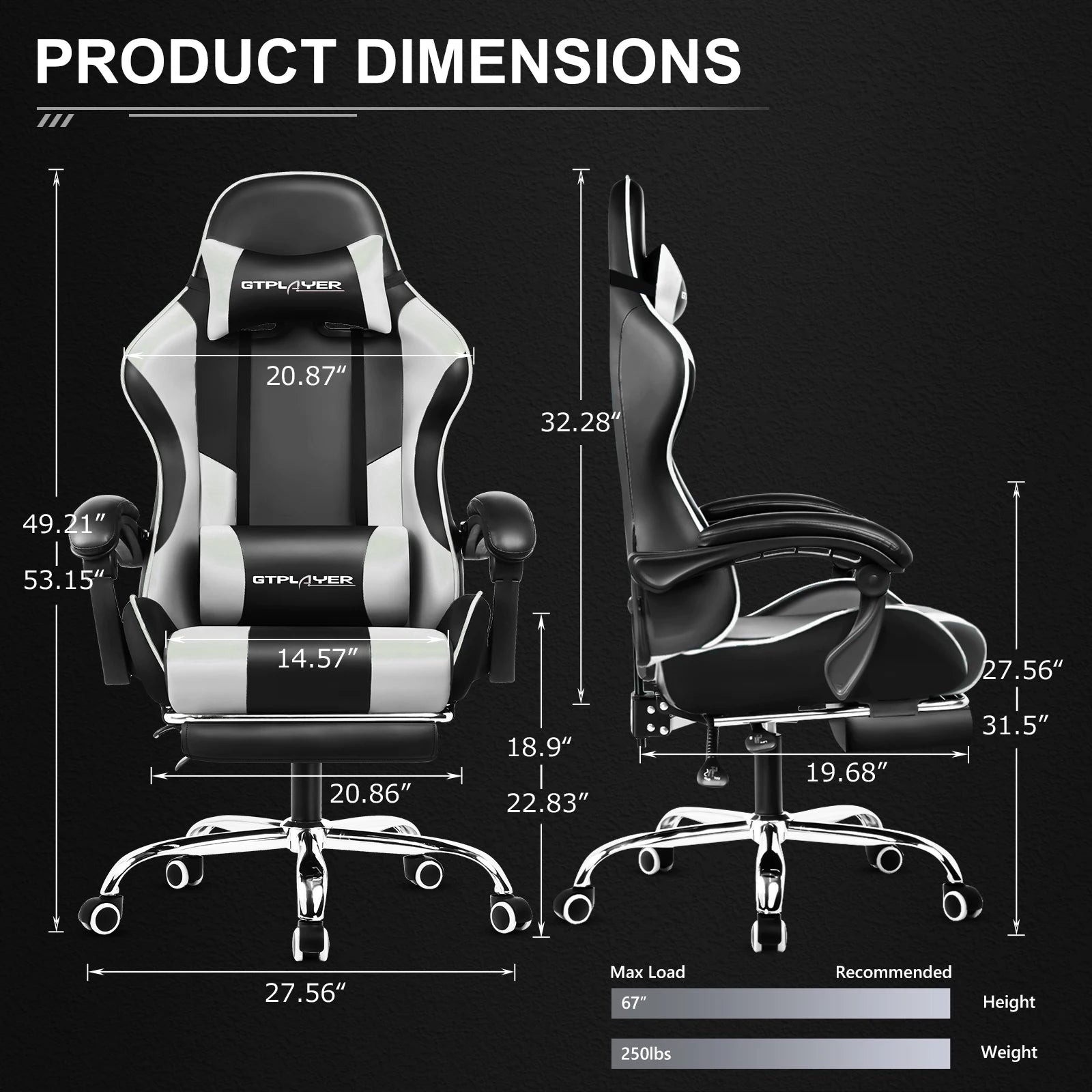 GTPLAYER Gaming Chair with Footrest