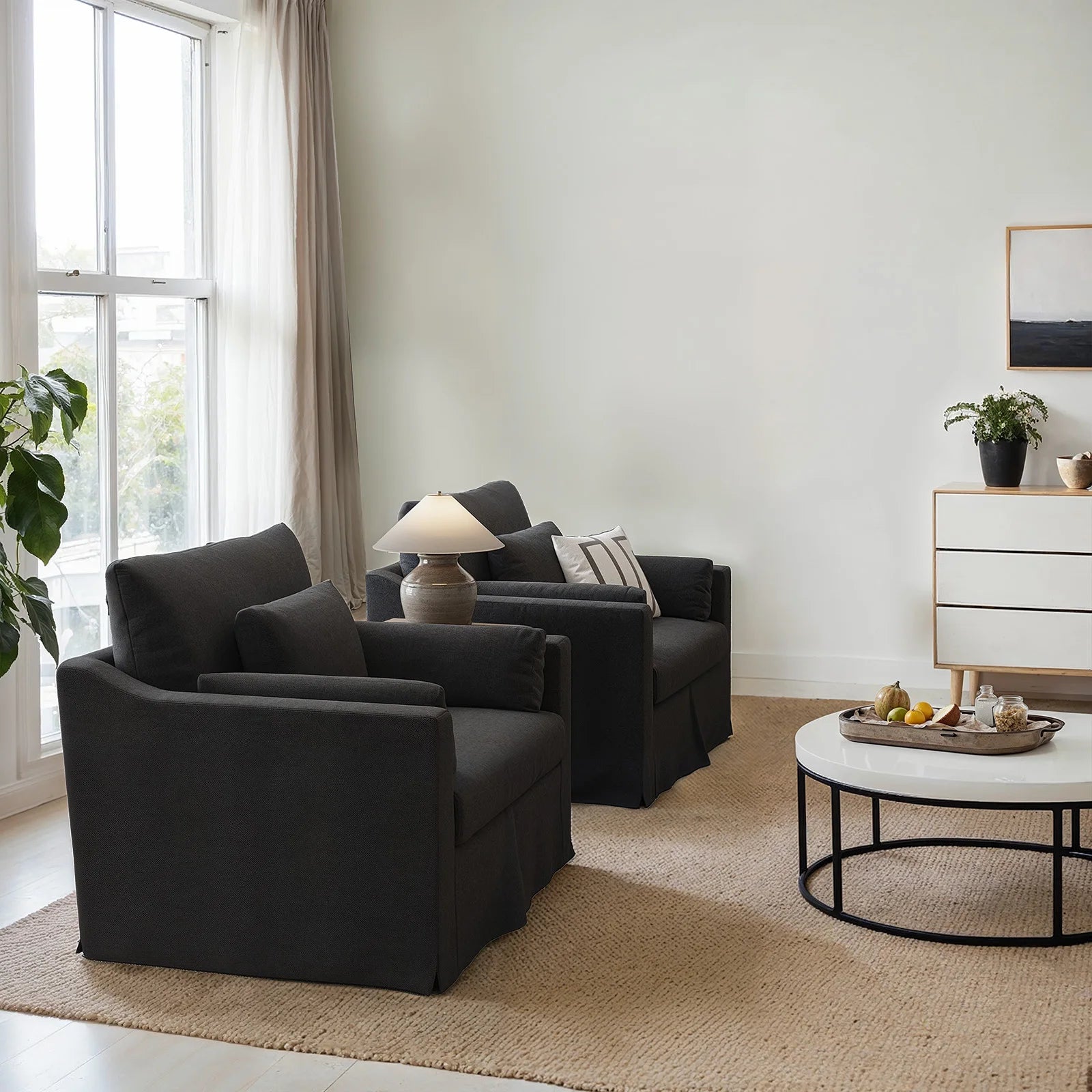 Living Room Sofa Furniture Luxury Couch with Cushions Washable Linen Cover