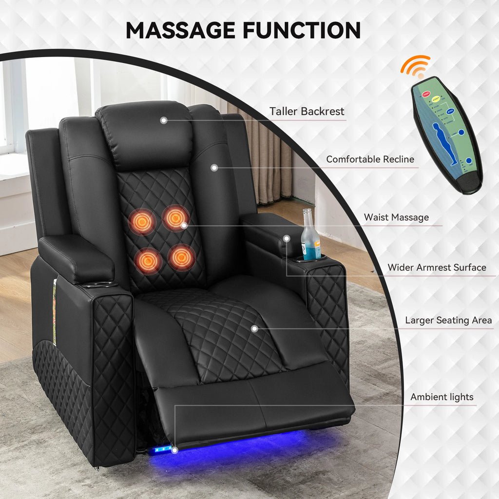 Comhoma Power Recliner Chair Pu Leather Electric Massage Recliner Sofa