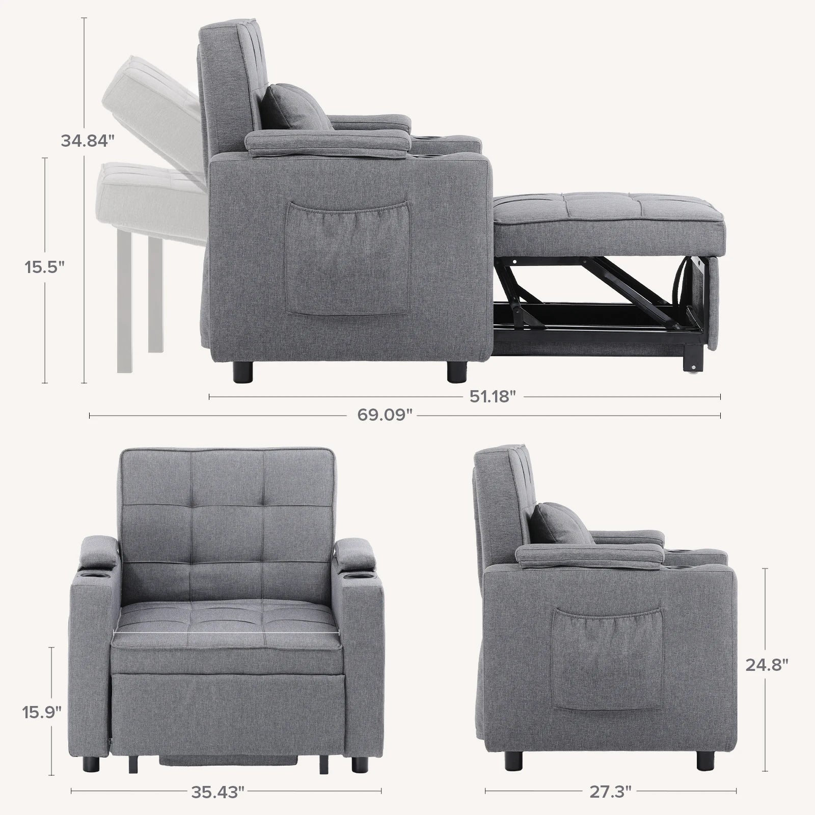 Comhoma Convertible Sofa Bed
