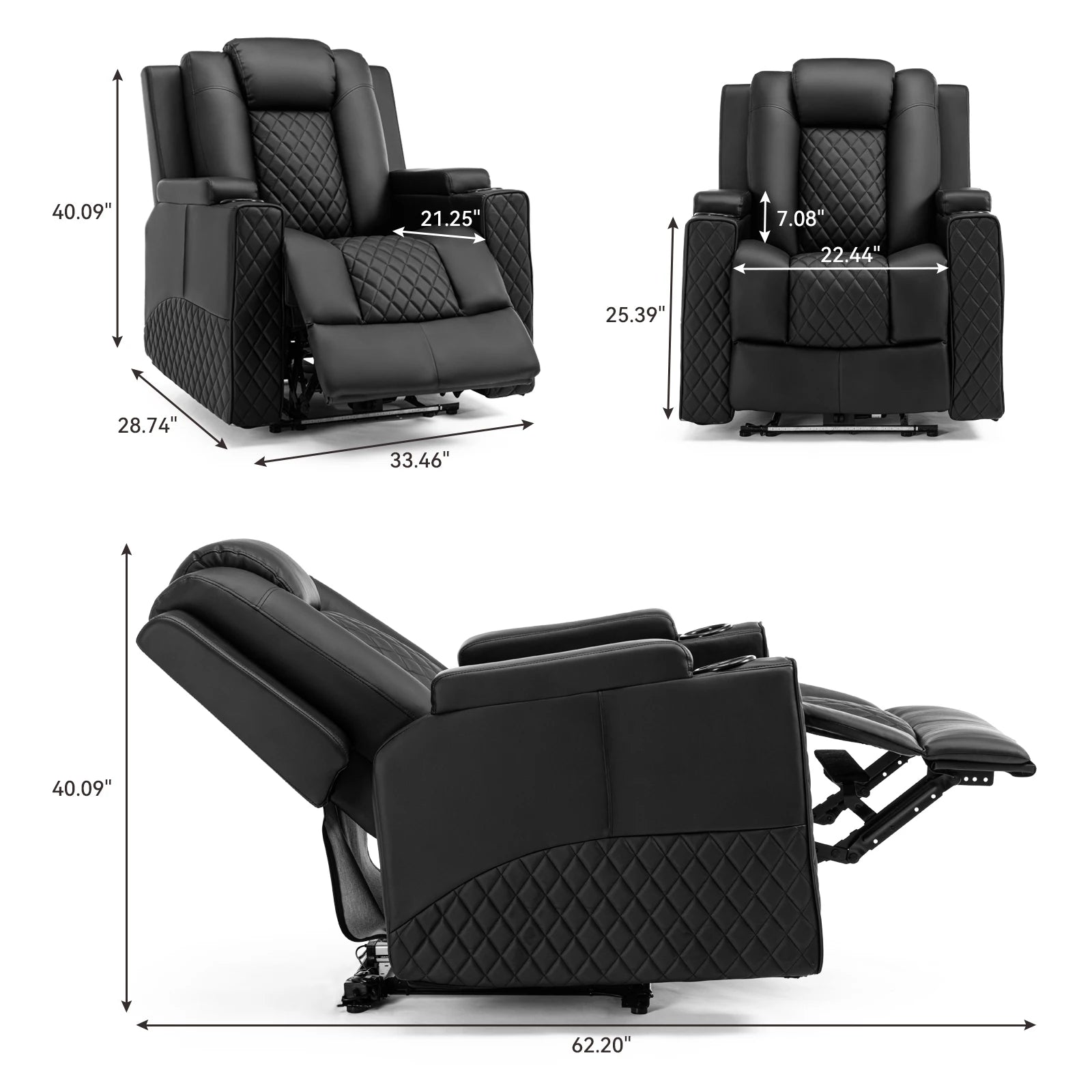 Comhoma Power Recliner Chair Pu Leather Electric Massage Recliner Sofa