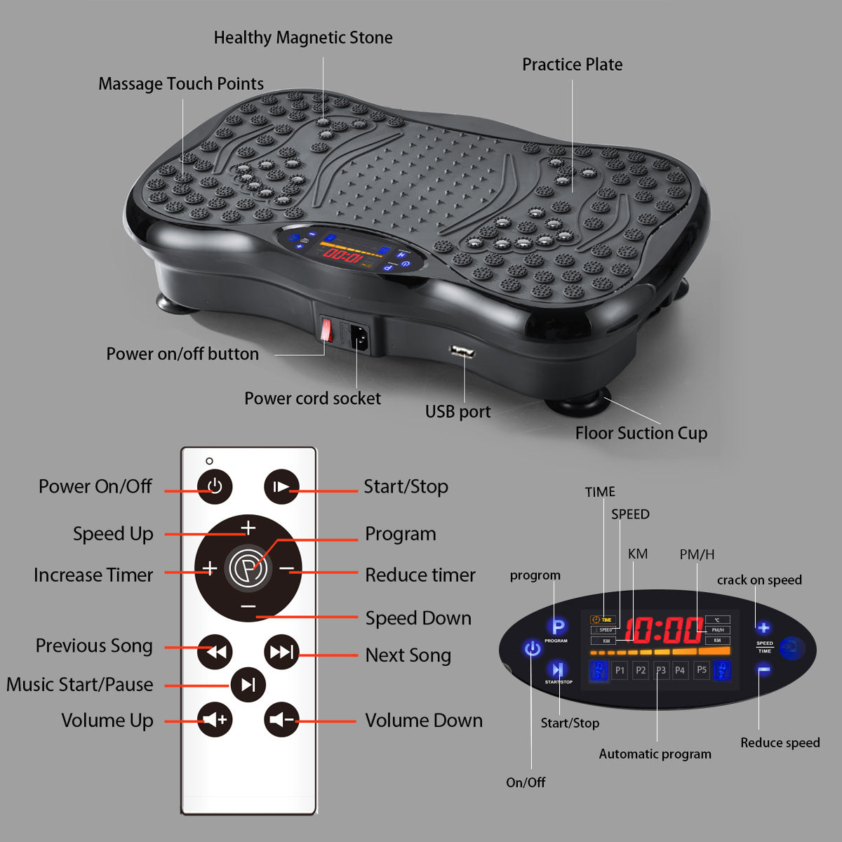 Vibrating Fat Shake,3D Vibration Plate Exercise Machine up to 120 KG support