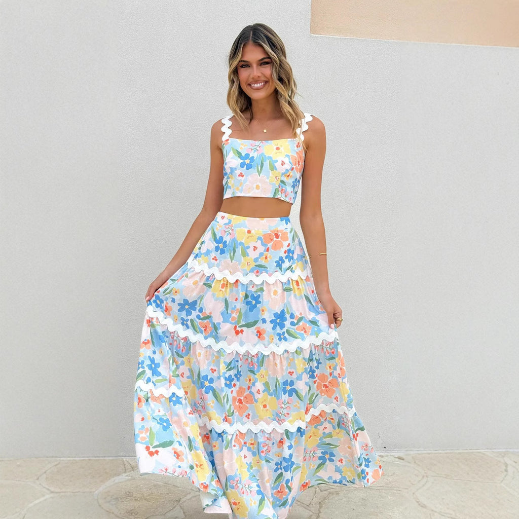 European And American Lace Sling Skirt Two-piece Set