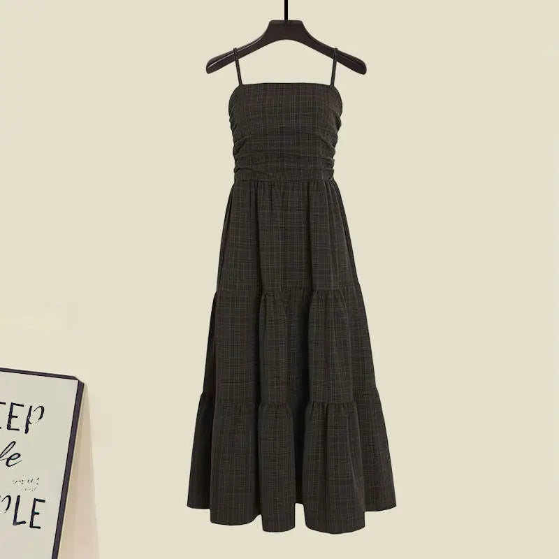Korean-Inspired A-Line Camisole Dress & Suit Coat Set – Effortless Chic