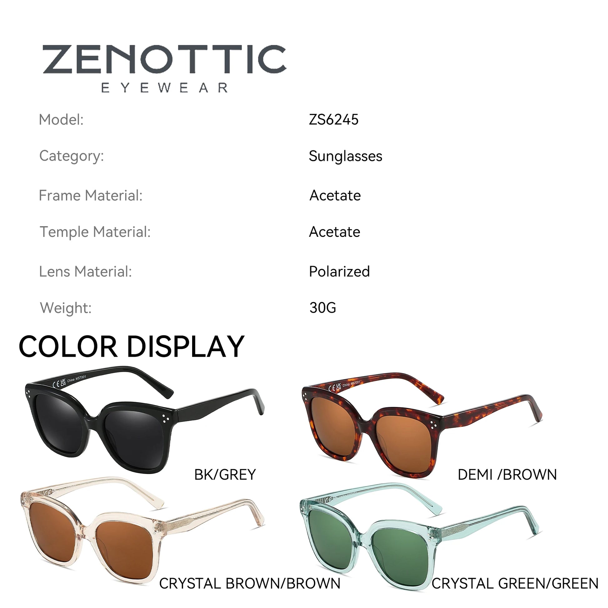 ZENOTTIC Fashion Square Polarized Sunglasses Classic Design