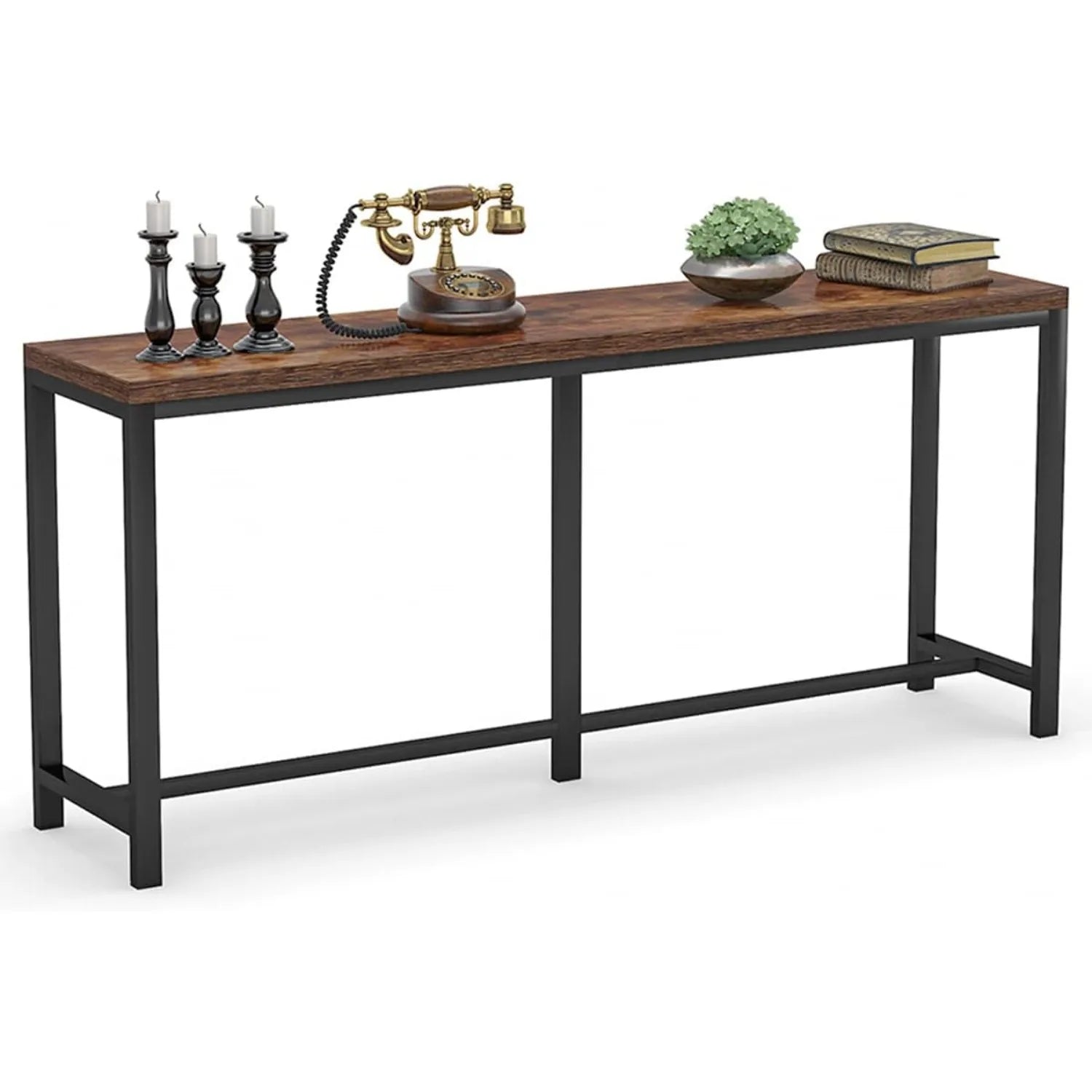 70.9 inch Extra Long Console Table Behind Couch, Easy Assembly Sofa Table, Rustic Industrial Narrow Entryway Hallway Table