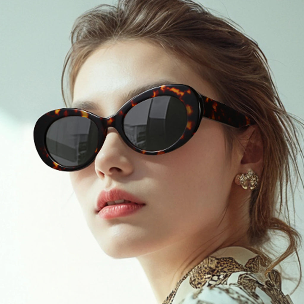 ZENOTTIC Retro Oval Handmade Acetate Polarized Sunglasses