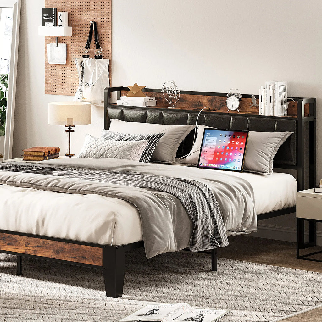 LIKIMIO Bed Queen Bed Frame, Full Size Bed Frame