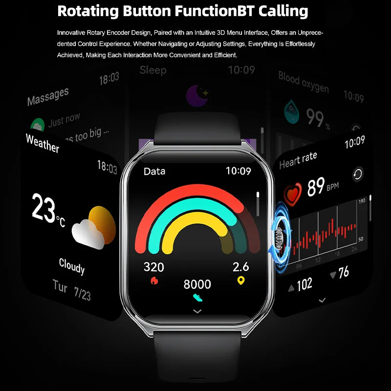 New Ultra Thin waterproof Smart Watch men 1.96" AMOLED 360*360 HD Pixel Display