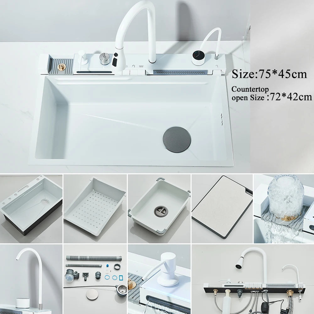 MYQualife Digital Waterfall Kitchen Sink
