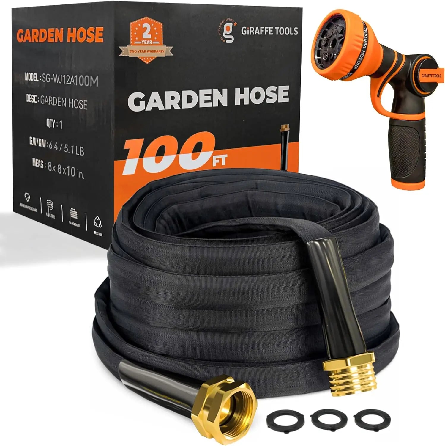 Giraffe Tools Garden Hose Lightweight Lay Flat Water Pipe Kink Free Flexible Hose