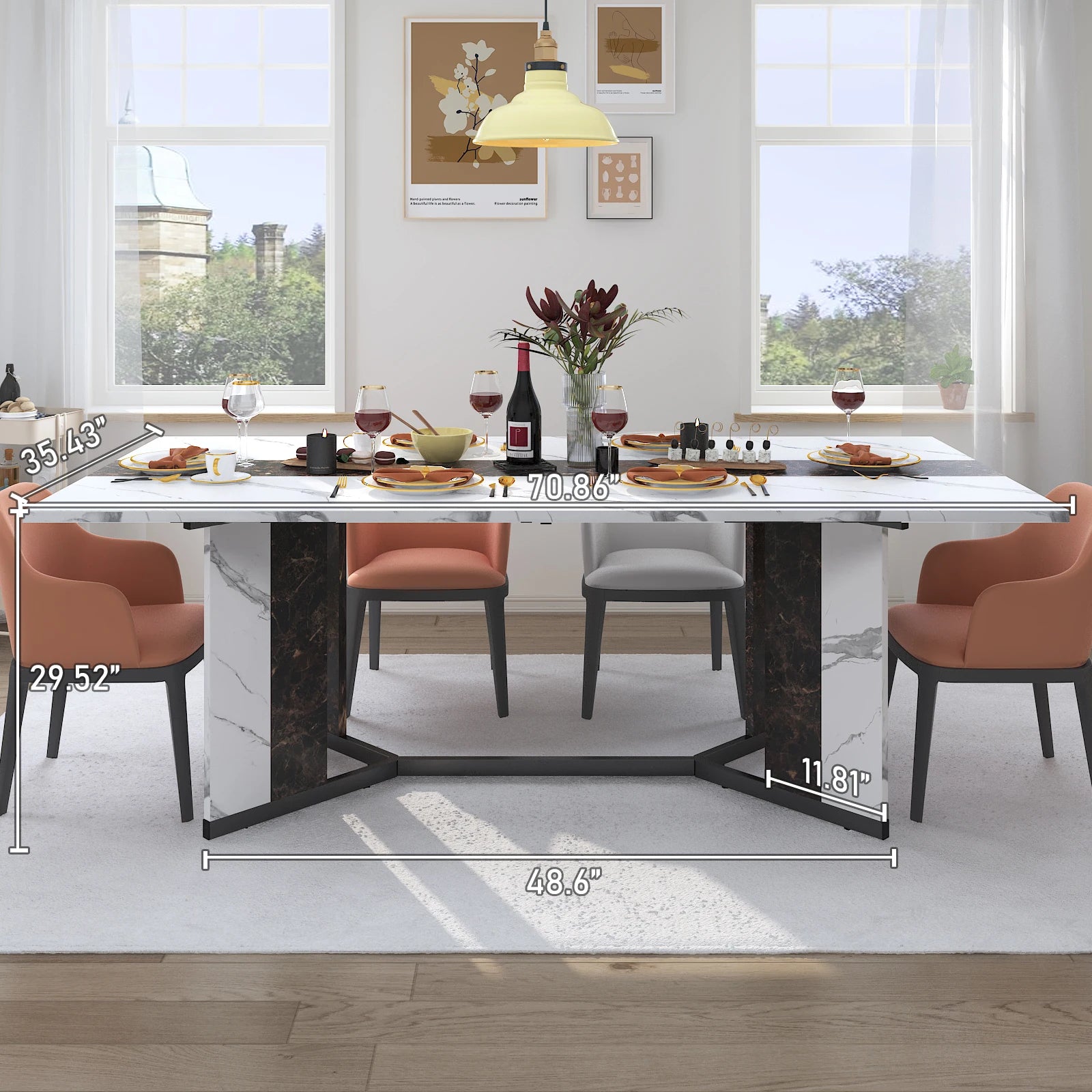 71" Large Luxurious Rectangular Dining Table