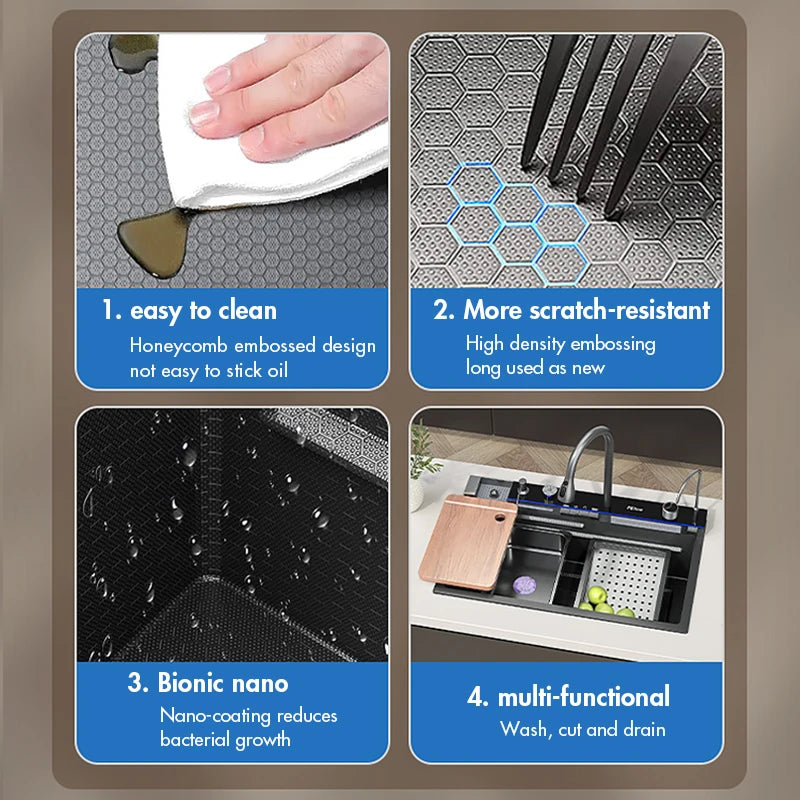 MYQualife Digital Waterfall Kitchen Sink