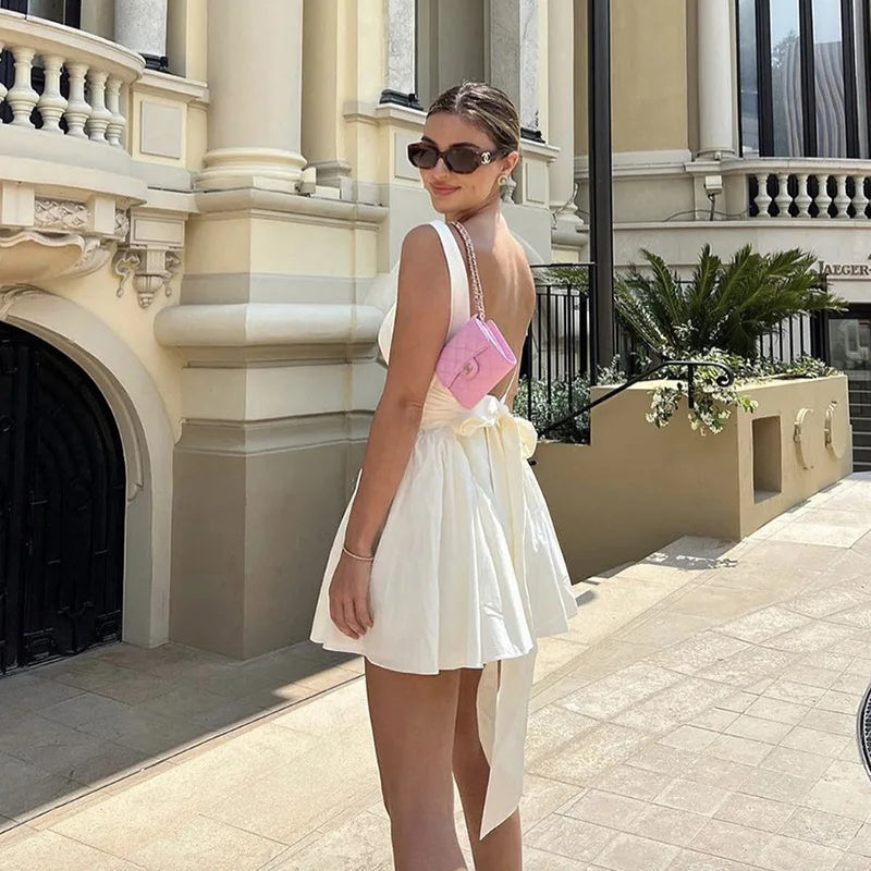 Summer European and American Style Solid Color Backless Skirt