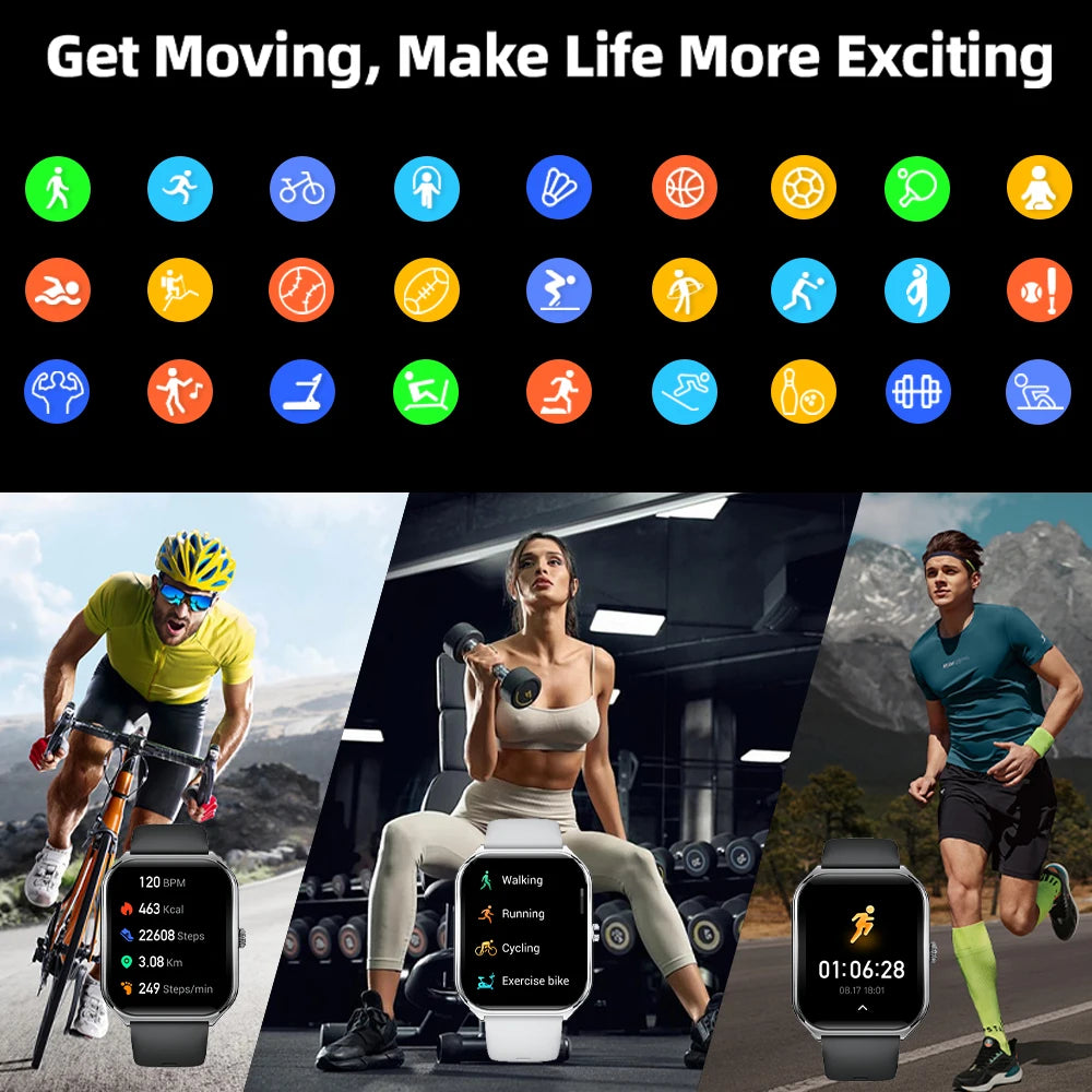 New Ultra Thin waterproof Smart Watch men 1.96" AMOLED 360*360 HD Pixel Display