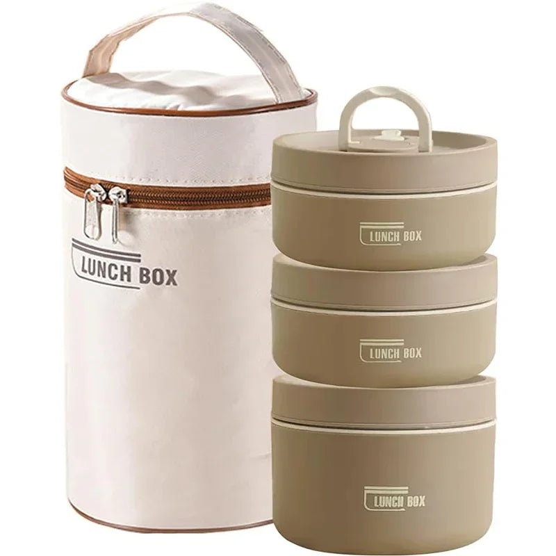 Portable Thermal Lunch Box Set – 3 Stackable Containers + Insulated Bag!