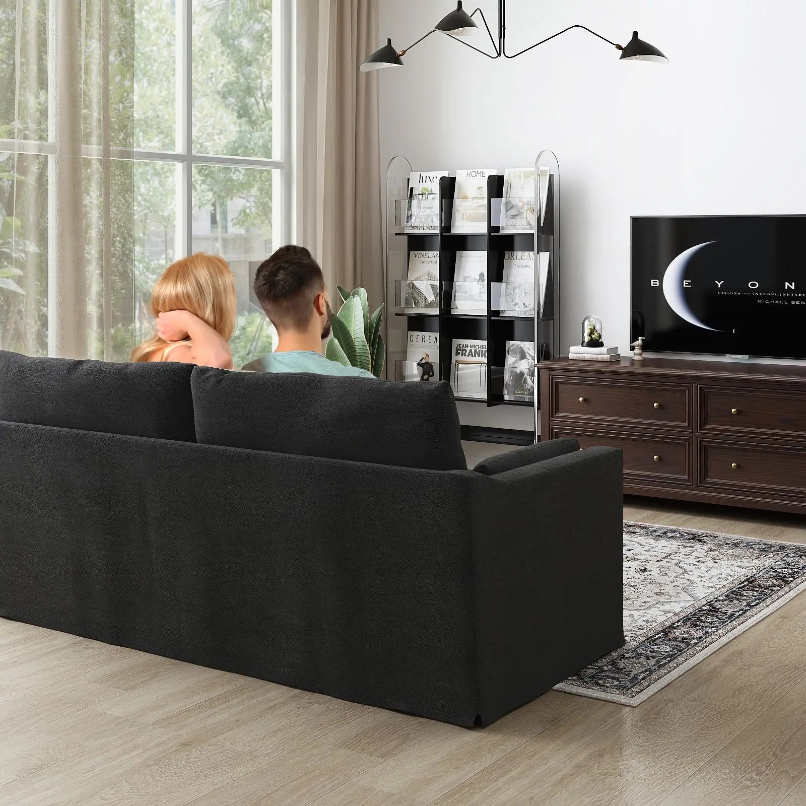 Living Room Sofa Furniture Luxury Couch with Cushions Washable Linen Cover