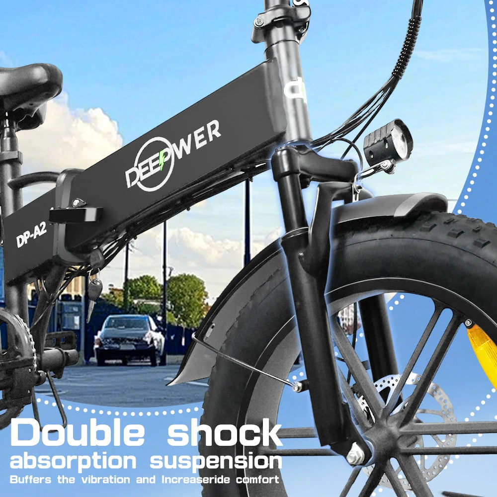 Deepower 750W Adult Electric Bicycle 48V 20Ah 20 inch Fat Tire