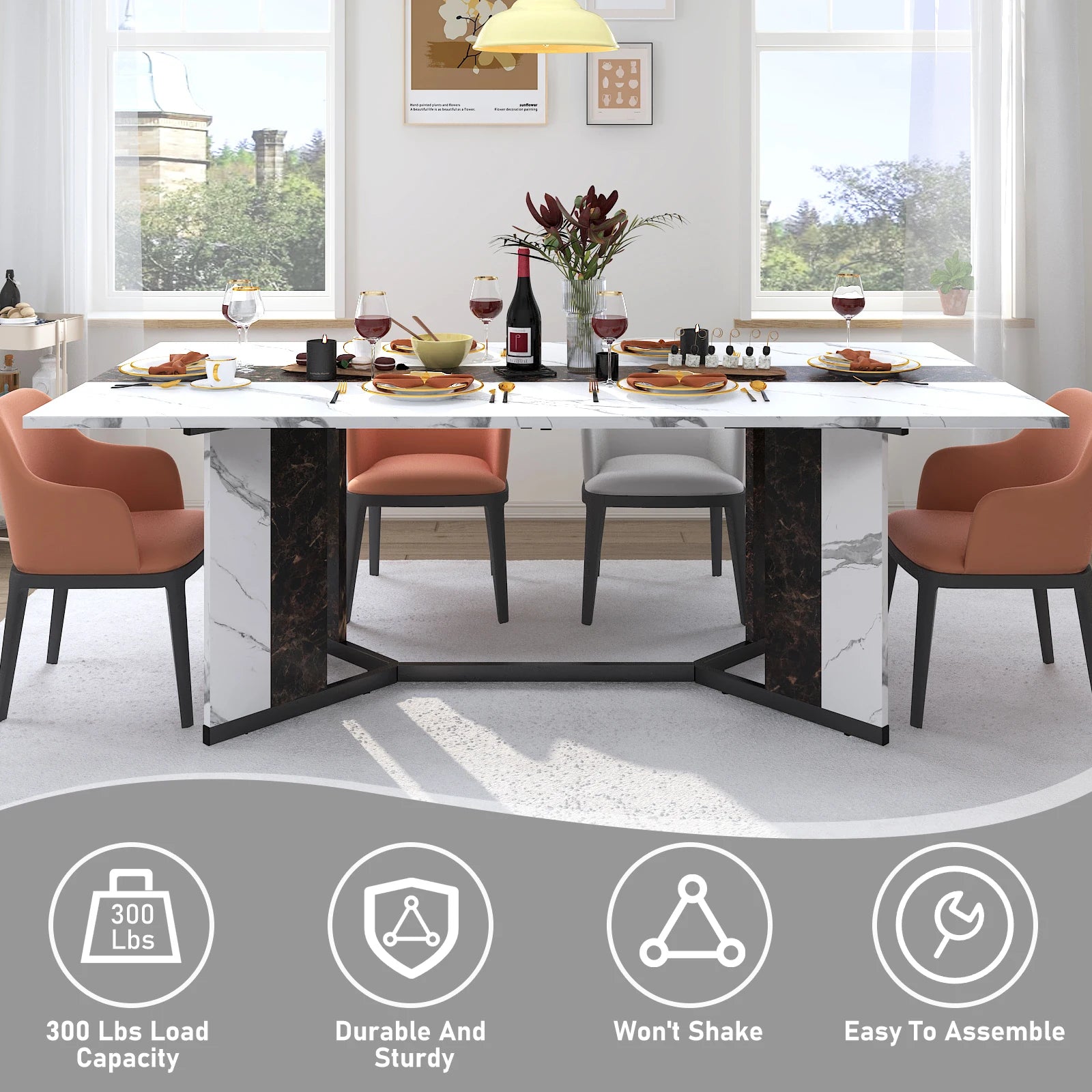 71" Large Luxurious Rectangular Dining Table