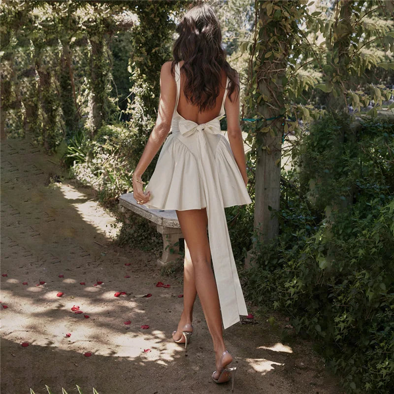 Summer European and American Style Solid Color Backless Skirt