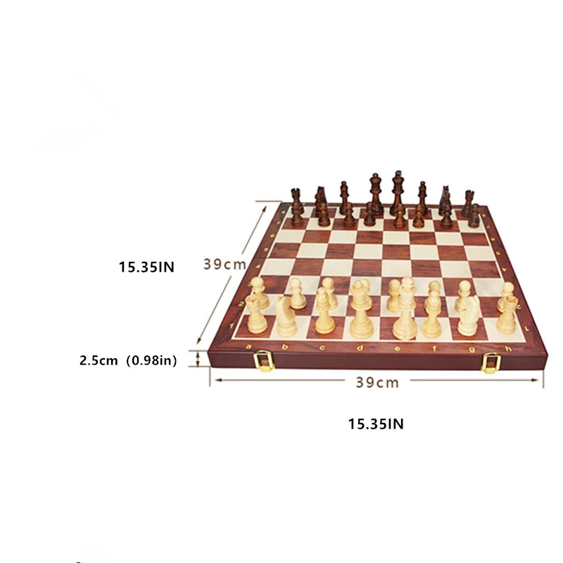 High-grade Set Of Solid Wood Chess Pieces Wooden Folding Board