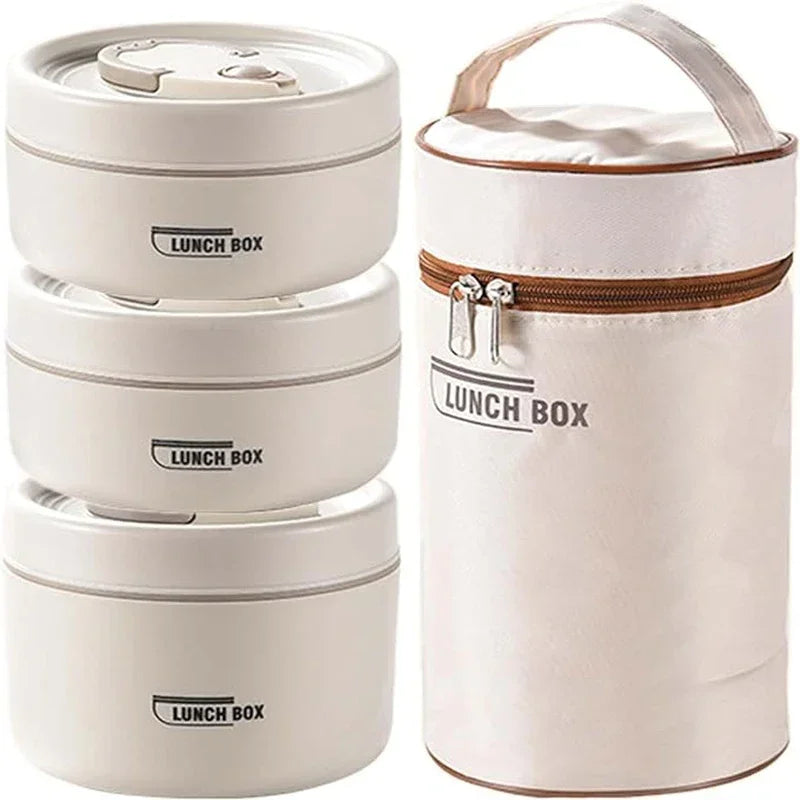 Portable Thermal Lunch Box Set – 3 Stackable Containers + Insulated Bag!