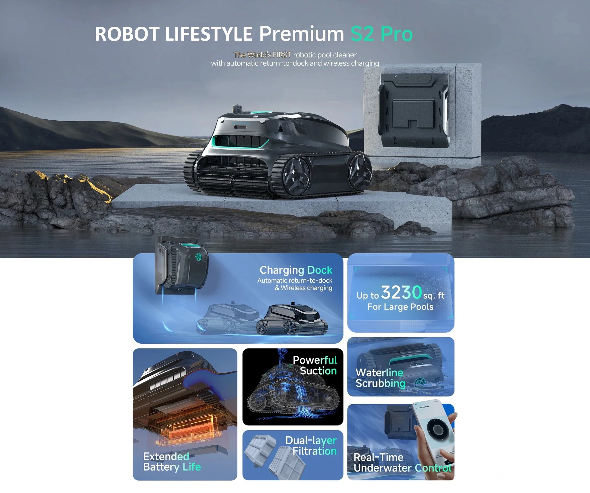 S2 Pro Robotic Pool Cleaner