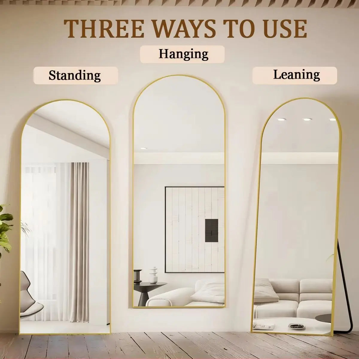 BEAUTYPEAK Arched Full Length Mirror 71"x26"