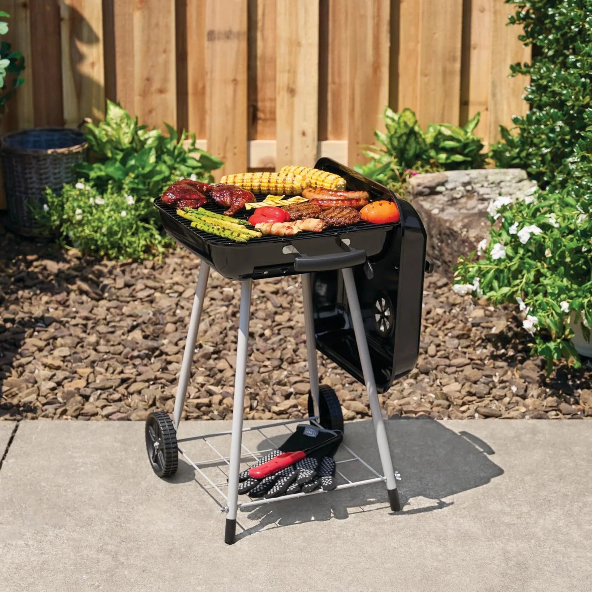 Expert Grill 17.5" Square Steel Charcoal Grill with Wheels