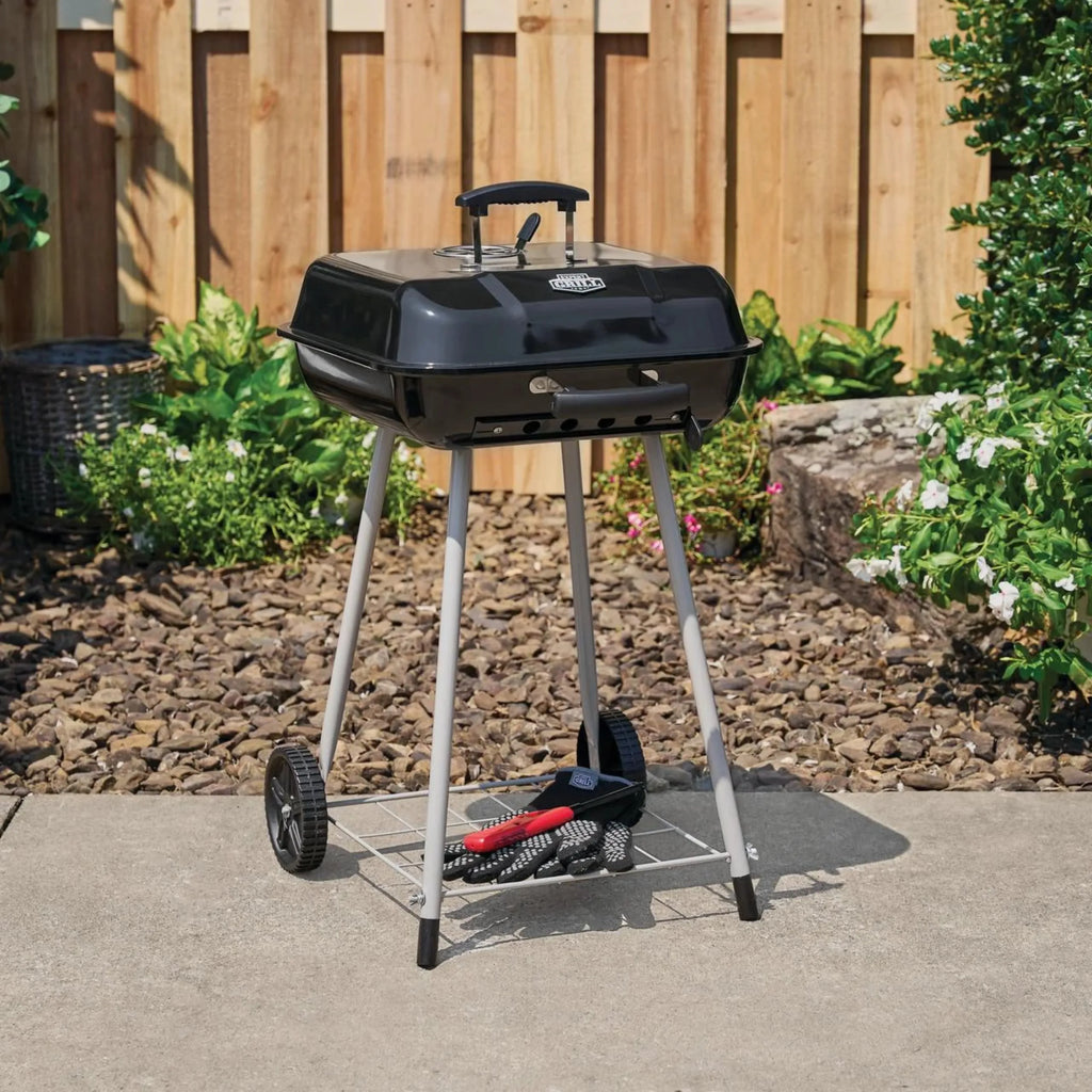 Expert Grill 17.5" Square Steel Charcoal Grill with Wheels