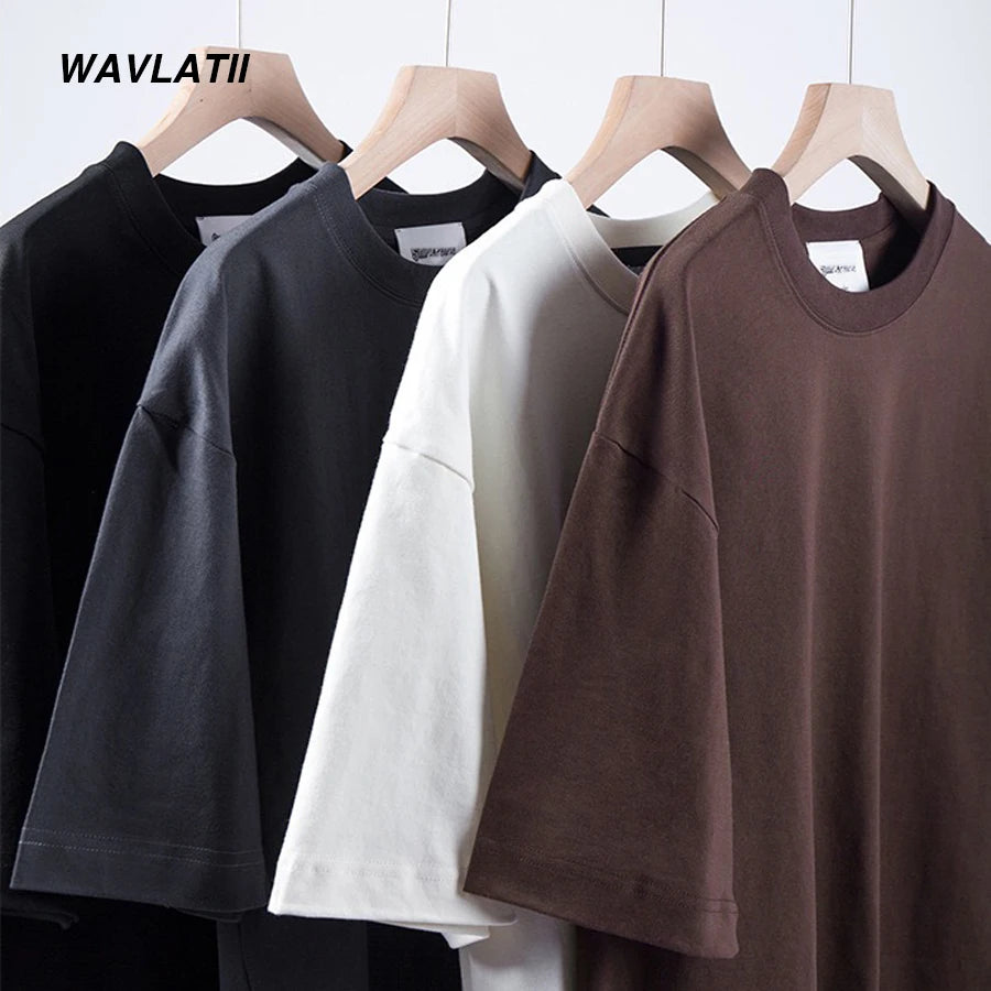 WAVLATII New Men Oversized T shirts