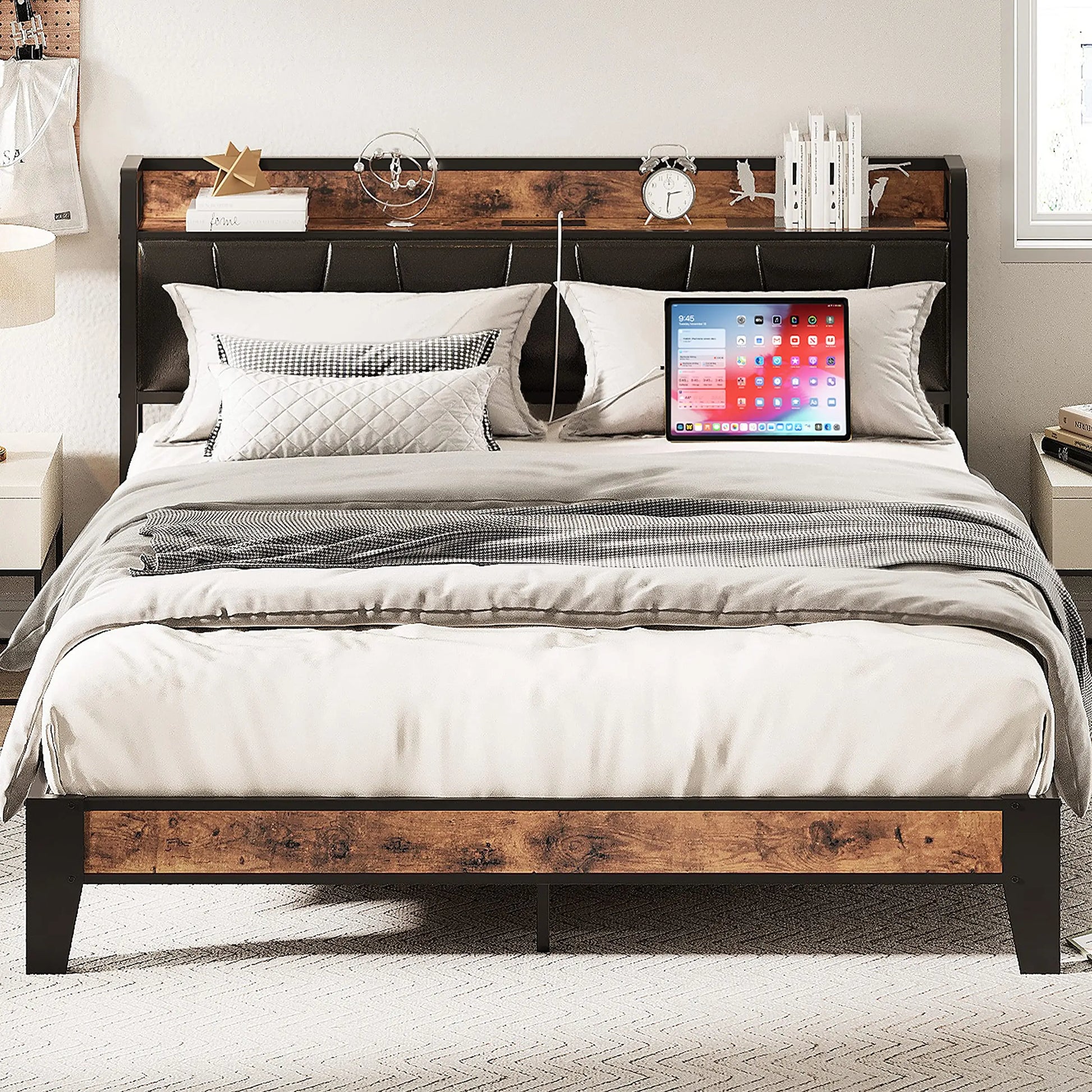 LIKIMIO Bed Queen Bed Frame, Full Size Bed Frame
