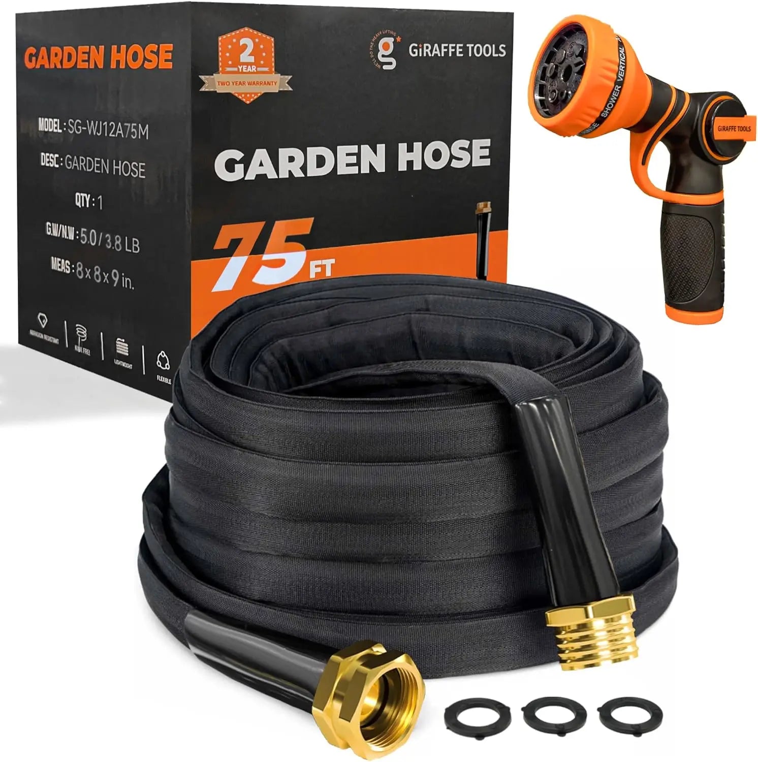 Giraffe Tools Garden Hose Lightweight Lay Flat Water Pipe Kink Free Flexible Hose