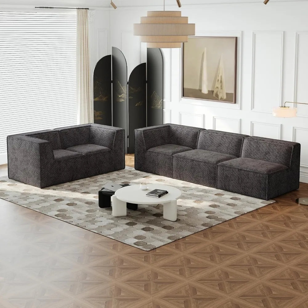 Oversized Sectional Couch, L-Shaped Modern Comfy Chenille Fabric Floor Foam Compression Modular Sectional Sofa
