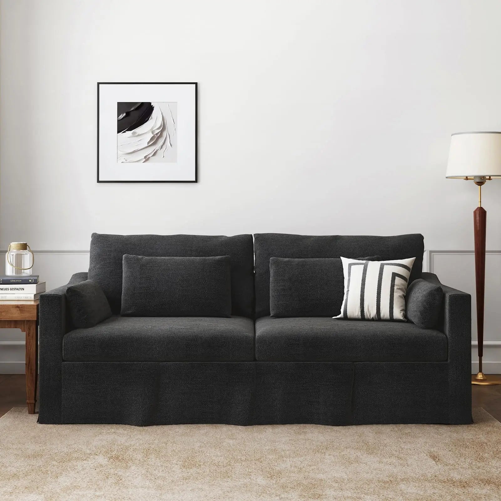 Living Room Sofa Furniture Luxury Couch with Cushions Washable Linen Cover