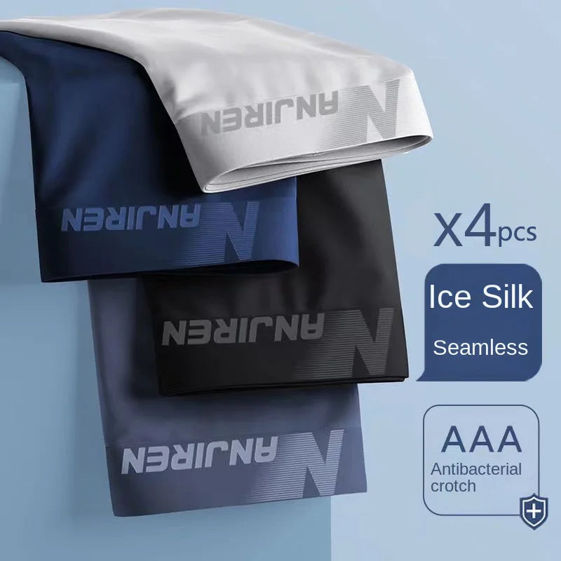 4pcs Boxer Shorts Men's Ice Silk breathable Underwear